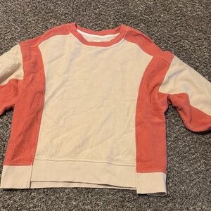 Thread & Supply Coral and Cream Crew Neck Sweater